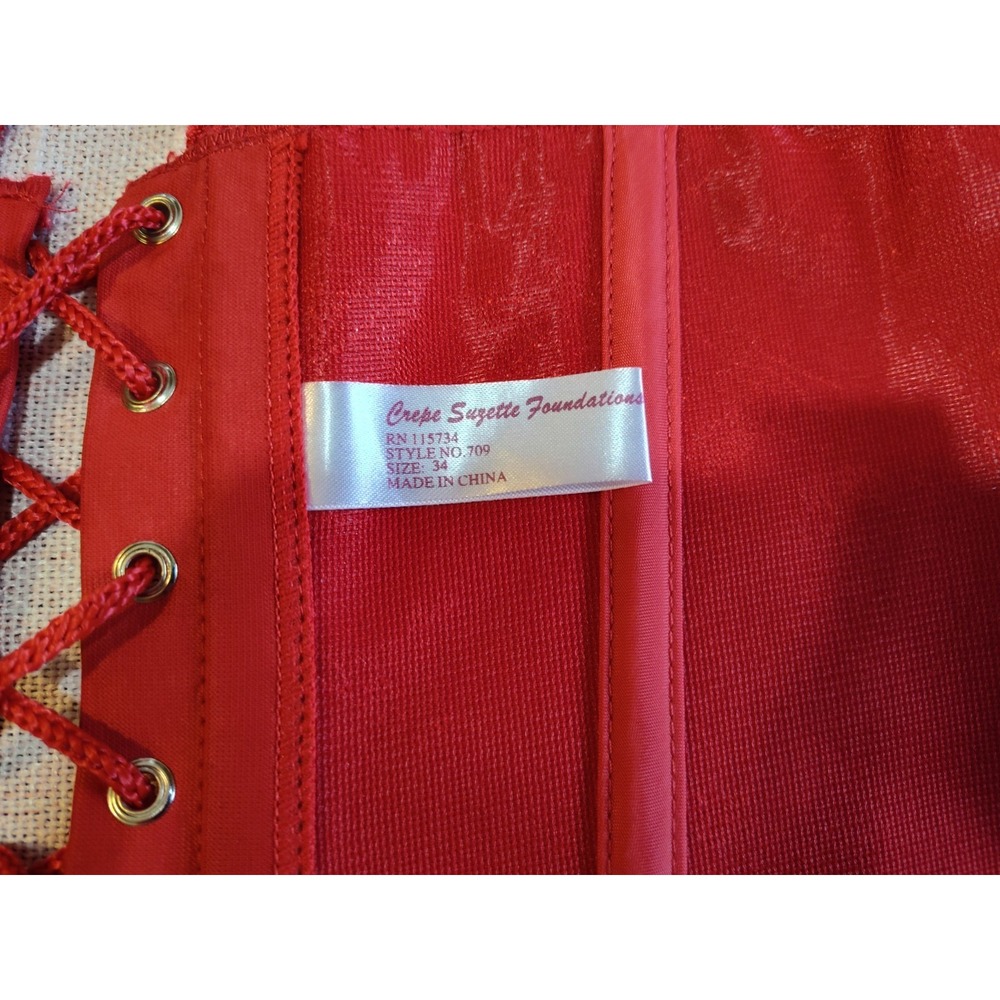 Deadstock Vintage Corset Bustier Coquette Balletcore Sz 34 RED Victorian 4 Strap - Picture 10 of 12